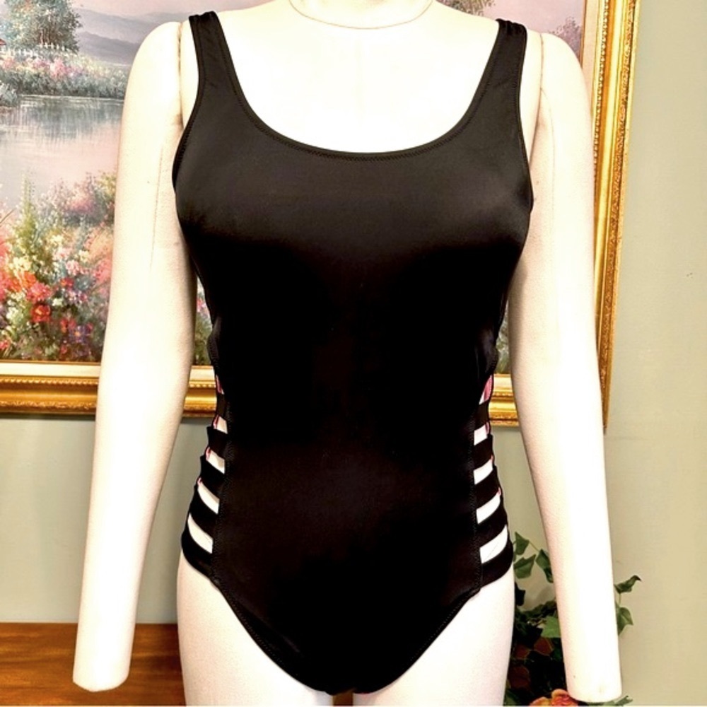 Victoria’s Secret PINK Black One Piece Sexy Side Cutout Bathing Suit Medium